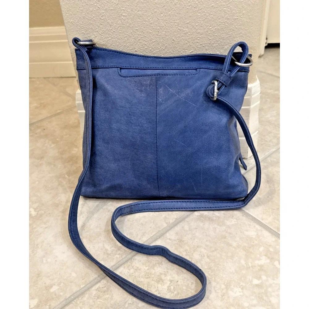 HOBO international Leather crossbody Shoulder bag Blue Purse Boho Hippie Travel
